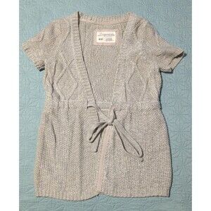 Aeropostale Sz M Babydoll Cable Knit Cardigan Bella Swan Y2k Fairy Coquette Gray